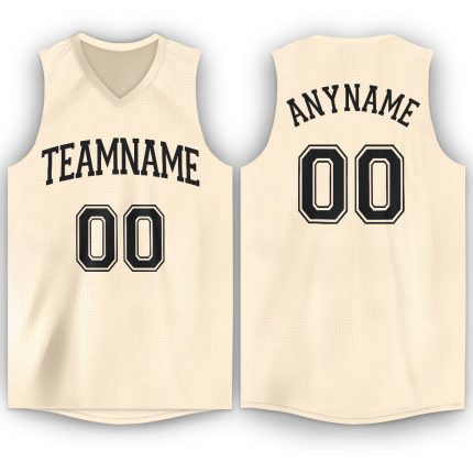 Custom Black Cream V-Neck Basketball Jersey for Men and Women - Personalized Sportswear Personalized Cream Black V-Neck Basketball