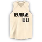 Personalized V-Neck Basketball Jersey in Cream and Black for Custom Team Apparel Personalized Cream Black V-Neck Basketball