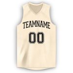 Custom Black Cream V-Neck Basketball Jersey for Men and Women - Personalized Sportswear Personalized Cream Black V-Neck Basketball