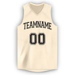 Custom Name and Number Basketball Jersey Personalized Cream Black V-Neck Personalized Cream Black V-Neck Basketball Jersey