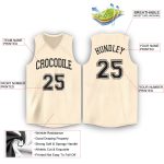 Custom Name and Number Basketball Jersey Personalized Cream Black V-Neck Personalized Cream Black V-Neck Basketball Jersey
