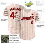 Custom Name and Number Authentic Baseball Jersey - Personalized Cream Black White Pinstripe Red-Black Design Personalized