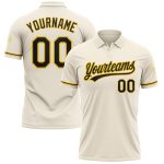 Personalized Performance Golf Polo Shirt in Cream, Black, and Yellow Personalized Cream Black-Yellow Performance Vapor Golf