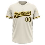 Personalized Unisex Softball Jersey - Cream Black-Yellow Two-Button Design Personalized Cream Black-Yellow Two-Button Unisex