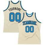 Custom Name Number Personalized Throwback Basketball Jersey Cream Blue Black Authentic Personalized Cream Blue-Black Authentic