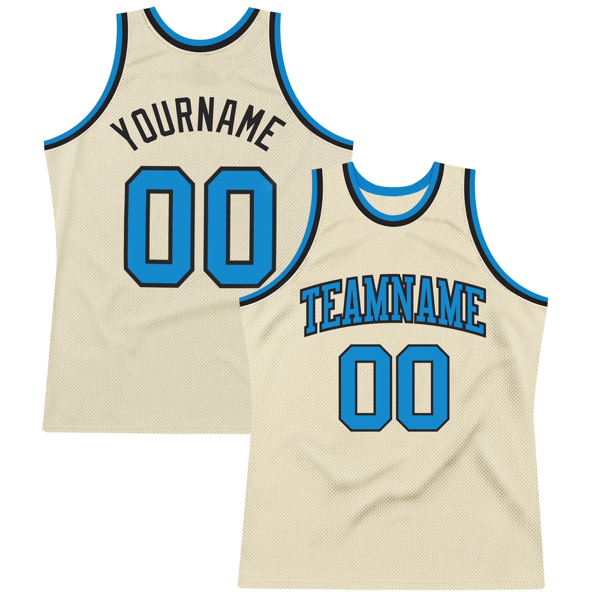 Custom Name Number Personalized Throwback Basketball Jersey Cream Blue Black Authentic Personalized Cream Blue-Black Authentic