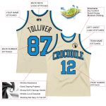 Custom Name Number Personalized Throwback Basketball Jersey Cream Blue Black Authentic Personalized Cream Blue-Black Authentic