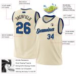 Personalized Authentic Basketball Jersey - Cream Blue-Black Throwback Design Personalized Cream Blue-Black Authentic Throwback