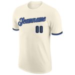 Customizable Blue-Black Performance Shirt for Men and Women - Personalized Cream T-Shirt Personalized Cream Blue-Black Performance