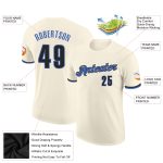Customizable Blue-Black Performance Shirt for Men and Women - Personalized Cream T-Shirt Personalized Cream Blue-Black Performance