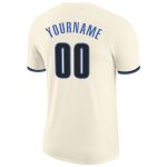 Custom Name and Number Performance T-Shirt in Cream Blue-Black - Personalized Team Apparel Personalized Cream Blue-Black