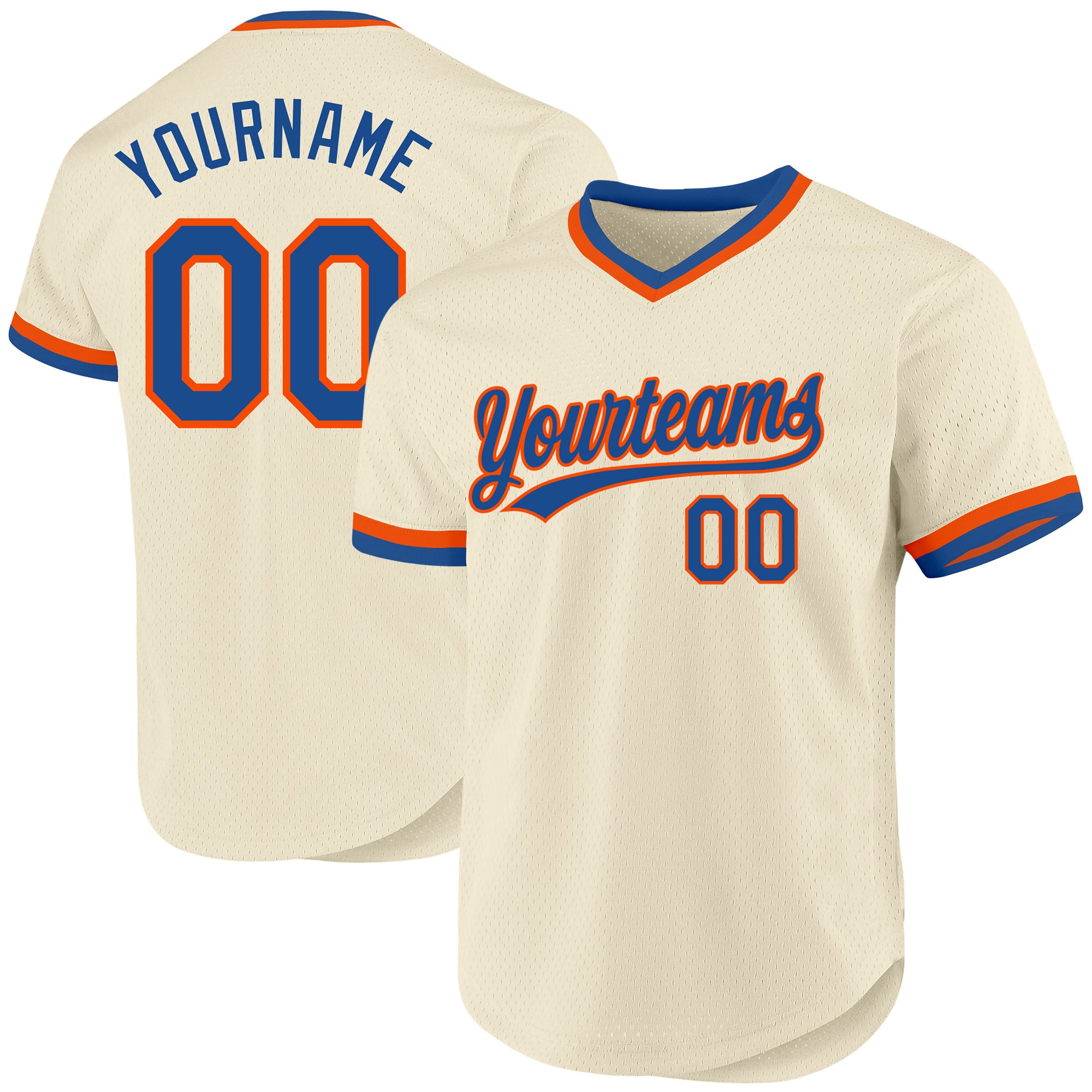 Custom Name Number Authentic Throwback Baseball Jersey - Personalized Blue Orange Team Personalized Cream Blue-Orange Authentic