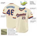 Personalized Blue Orange Throwback Baseball Jersey - Custom Cream Color Design Personalized Cream Blue-Orange Throwback Baseball