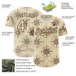 Personalized 3D Navigation Compass Baseball Jersey - Cream Brown Design Personalized Cream Brown 3D Navigation Compass Baseball