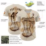 Custom Vintage Baseball Jersey with Name and Number - Personalized Cream Brown 3D Pattern Coffee Maker Design Personalized