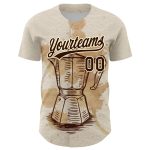 Personalized Vintage Coffee Maker Baseball Jersey in Cream and Brown Personalized Cream Brown 3D Vintage Coffee Maker Baseball
