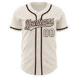 Personalized Authentic Baseball Jersey in Cream Brown Color - Customizable Sports Apparel Personalized Cream Brown Authentic