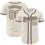Personalized Authentic Baseball Jersey in Cream Brown Color - Customizable Sports Apparel Personalized Cream Brown Authentic