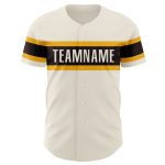 Personalized Brown Gold Baseball Jersey for Men and Women - Custom Cream Design Personalized Cream Brown-Gold Baseball Jersey