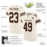 Customizable Brown Cream Mesh Football Jersey with Name & Number - Authentic Team Style Personalized Cream Brown Mesh Authentic