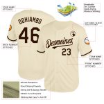 Custom Name and Number Personalized Brown Mesh Baseball Jersey - Authentic Throwback Team Design Personalized Cream Brown