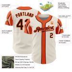 Custom Baseball Jersey with Personalized Name & Number - Cream Brown-Orange Arm Shapes - 3 Color Options Personalized Cream