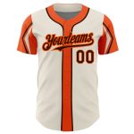 Personalized Cream Brown Orange Baseball Jersey in 3 Colors - Arm Shapes Design Personalized Cream Brown-Orange 3 Colors