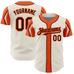 Personalized Cream Brown Orange Baseball Jersey in 3 Colors - Arm Shapes Design Personalized Cream Brown-Orange 3 Colors