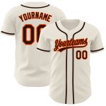 Custom Name and Number Baseball Jersey - Personalized Cream Brown-Orange Authentic Team Jersey Personalized Cream Brown-Orange