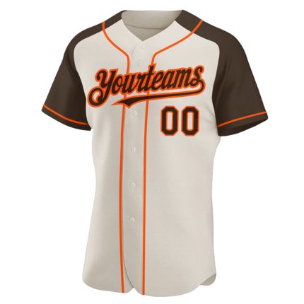 Custom Name and Number Baseball Jersey - Personalized Cream Brown-Orange Authentic Raglan Sleeves Team Apparel Personalized