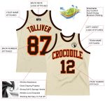 Customizable Brown-Orange Authentic Basketball Jersey with Personalized Name and Number - Team Spirit Wear Personalized Cream