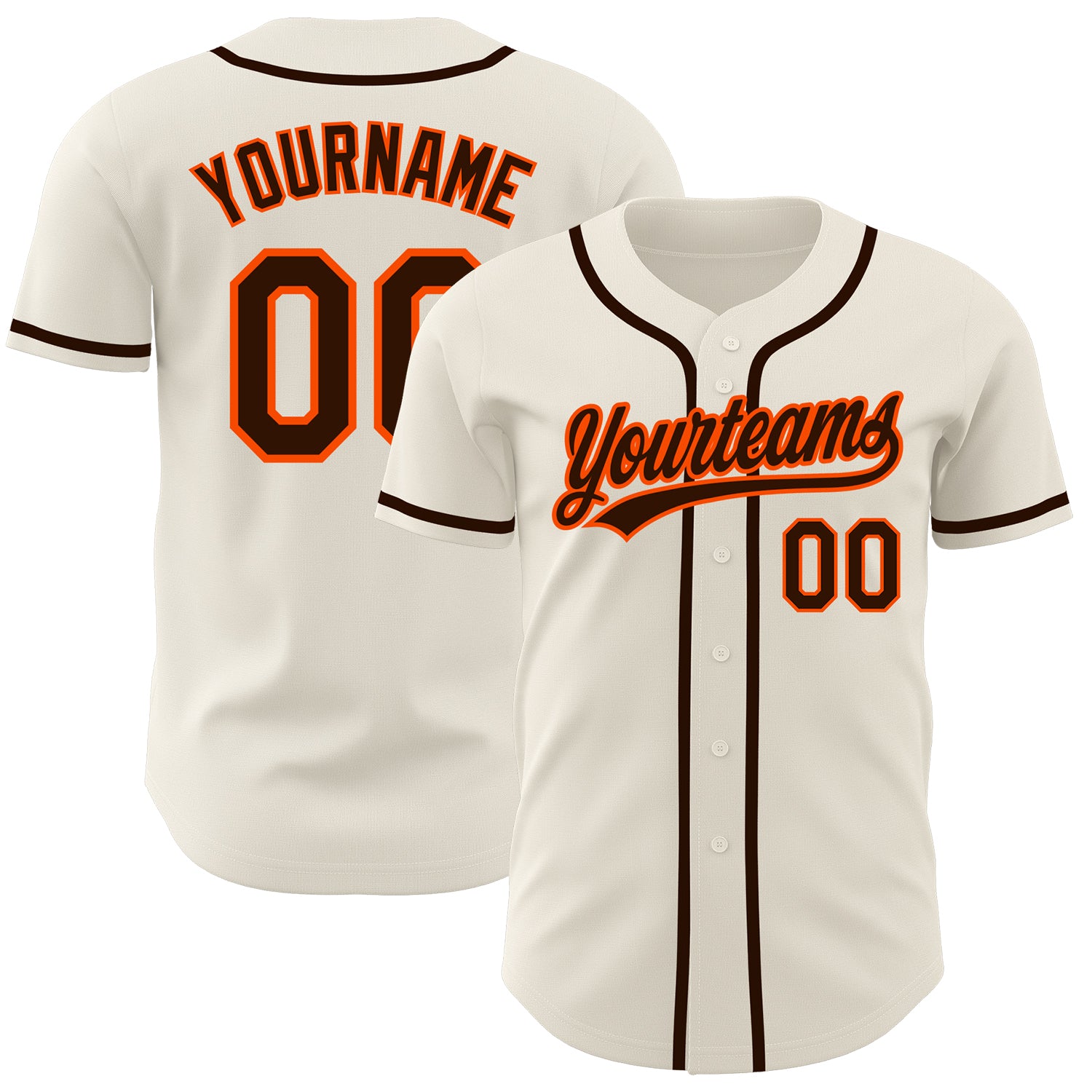 Personalized Baseball Jersey in Cream Brown-Orange Color for Sports Fans Personalized Cream Brown-Orange Baseball Jersey