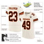 Personalized Cream Brown Orange Football Jersey - Custom Mesh Team Apparel Personalized Cream Brown-Orange Mesh Football