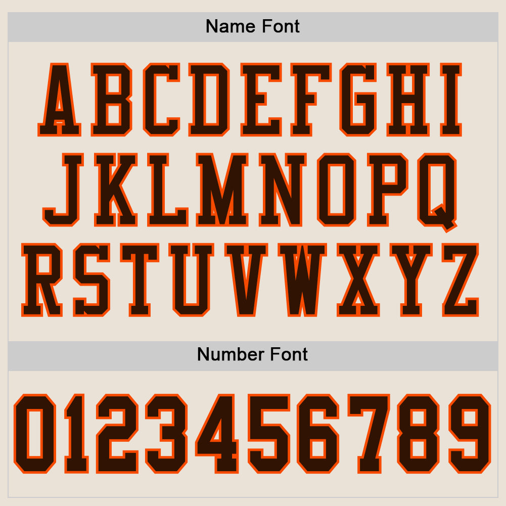 Personalized Cream Brown-Orange Mesh Football Jersey Personalized Cream Brown Orange Football Jersey - Custom Mesh Team Apparel Personalized Cream Brown-Orange Mesh Football - Image 4