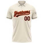 Personalized Performance Vapor Golf Polo Shirt in Cream Brown-Orange Personalized Cream Brown-Orange Performance Vapor Golf