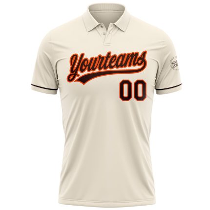 Personalized Performance Vapor Golf Polo Shirt in Cream Brown-Orange Personalized Cream Brown-Orange Performance Vapor Golf