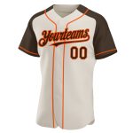Personalized Cream Brown Orange Baseball Jersey with Raglan Sleeves Personalized Cream Brown-Orange Raglan Sleeves Baseball