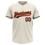Personalized Unisex Softball Jersey - Cream Brown-Orange Two-Button Design Personalized Cream Brown-Orange Two-Button Unisex