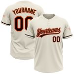 Personalized Unisex Softball Jersey - Cream Brown-Orange Two-Button Design Personalized Cream Brown-Orange Two-Button Unisex