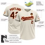 Personalized Unisex Softball Jersey - Cream Brown-Orange Two-Button Design Personalized Cream Brown-Orange Two-Button Unisex