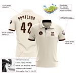 Custom Name and Number Golf Polo Shirt - Personalized Cream Brown Performance Apparel Personalized Cream Brown Performance