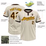 Personalized Cream Brown Pinstripe Gold Softball Jersey Two-Button Unisex Personalized Cream Brown Pinstripe Gold Two-Button