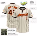 Personalized Unisex Softball Jersey Cream Brown Pinstripe Two-Button Orange Personalized Cream Brown Pinstripe Orange Two-Button