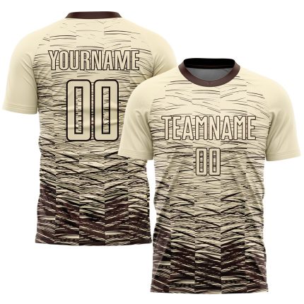 Custom Name and Number Soccer Uniform Jersey - Personalized Cream Brown Sublimation Team Gear Personalized Cream Brown Sublimation