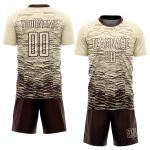 Custom Name and Number Soccer Uniform Jersey - Personalized Cream Brown Sublimation Team Gear Personalized Cream Brown Sublimation