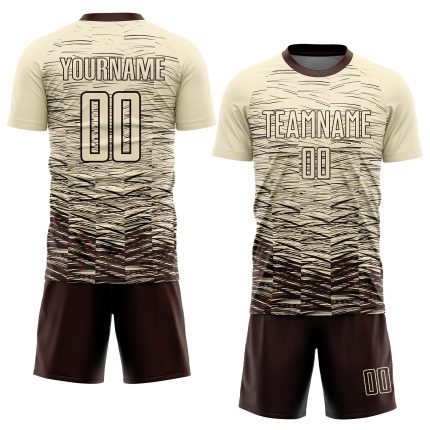 Custom Name and Number Soccer Uniform Jersey - Personalized Cream Brown Sublimation Team Gear Personalized Cream Brown Sublimation