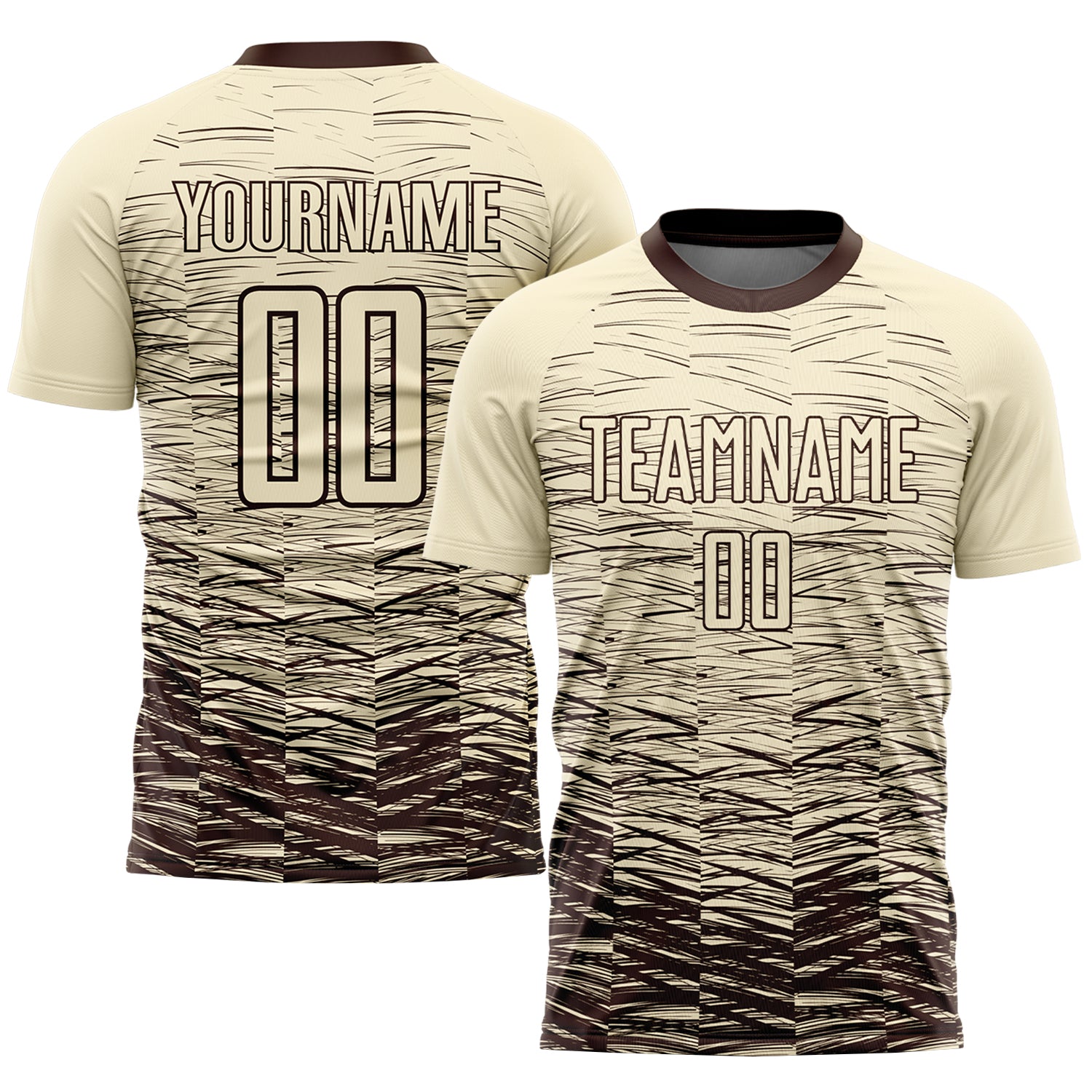 Personalized Cream Brown Soccer Jersey - Custom Sublimation Uniform for Teams Personalized Cream Brown Sublimation Soccer