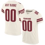 Custom Cream Burgundy Football Jersey Mesh Design Personalized Cream Burgundy Mesh Football Jersey