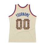 Personalized Cream Camo Royal Basketball Jersey - Throwback Style Personalized Cream Camo-Royal Throwback Basketball Jersey