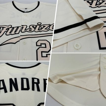 Personalized Authentic Baseball Jersey with Custom Name and Number in Cream and Black Personalized Cream Cream-Black Authentic
